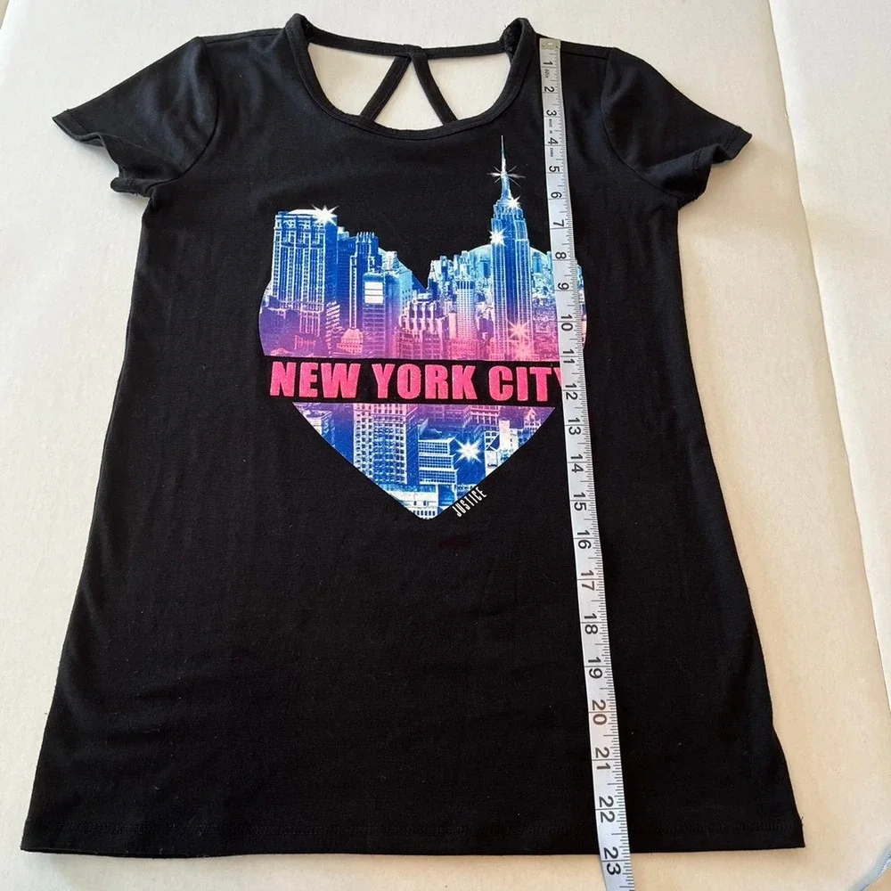 Justice NEW YORK CITY black short sleeve t-shirt shirt Girls‎ size 10